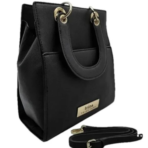 Trina Turk Double Handle Crossbody Black w/ Front Slip Pocket NEW - Picture 2 of 12
